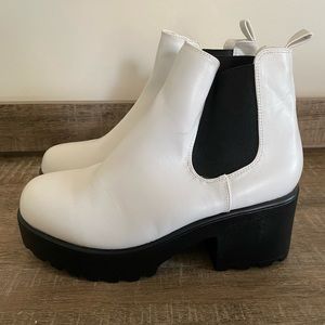 White Platform Chelsea Boot Size 8